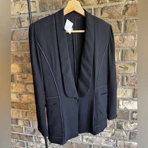 Alexander Wang Black Silk Blend Tuxedo Blazer Jacket Size 0